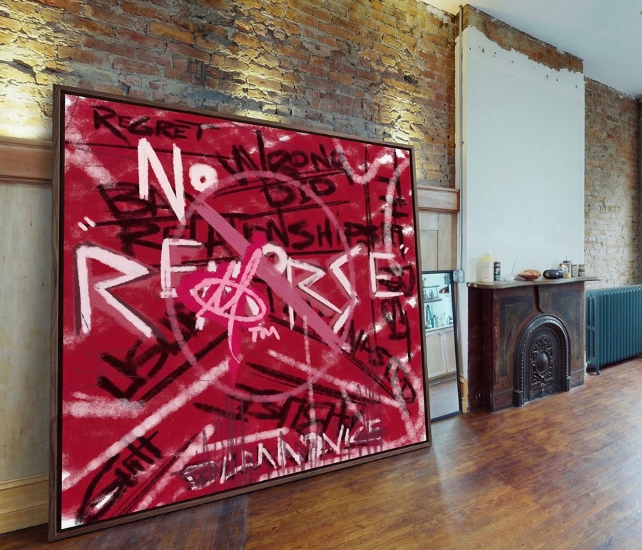 The No Remorse artwork as a large framed canvas